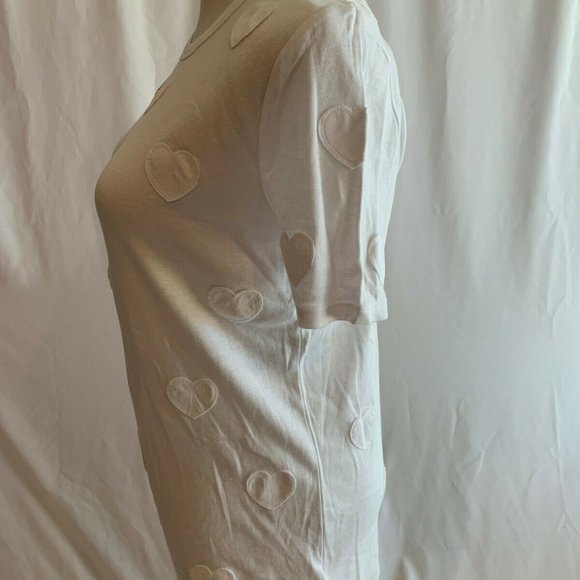 Zoe Karssen Slim Fit Fine Rib Tee Shirt Heart Patch NWT Size SMALL White - Picture 2 of 4